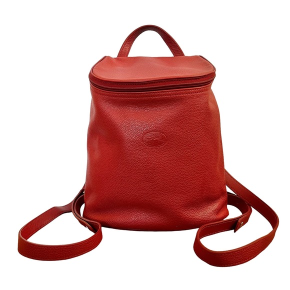 Longchamp Handbags - Vintage Longchamp Le Foulonne Red Leather Backpack